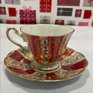 Royal Windsor Elegant Pink and Gold Teacup and Saucer